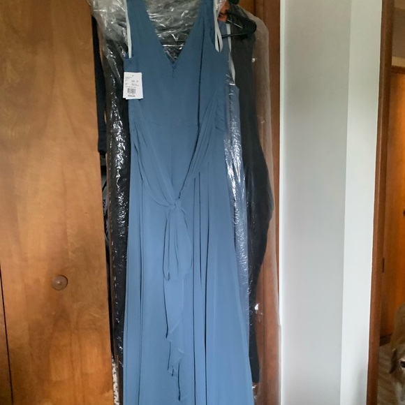 Davids Bridal Bridesmaid Dress Size 6 Steel Blue - Picture 1 of 3